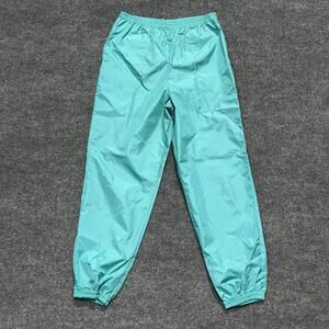Vintage Winners Track Pants Womens Large Blue Teal Nylon Elastic Cuff Joggers